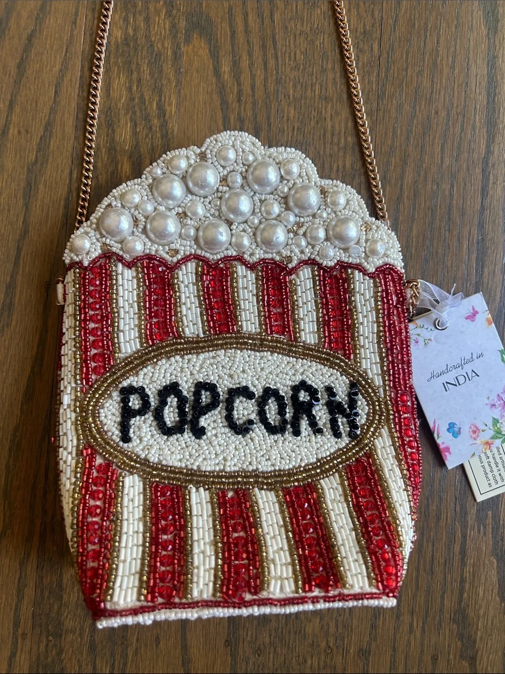 Popcorn Beaded Shoulder Bag - White & Red viral TikTok - Picture 1 of 6